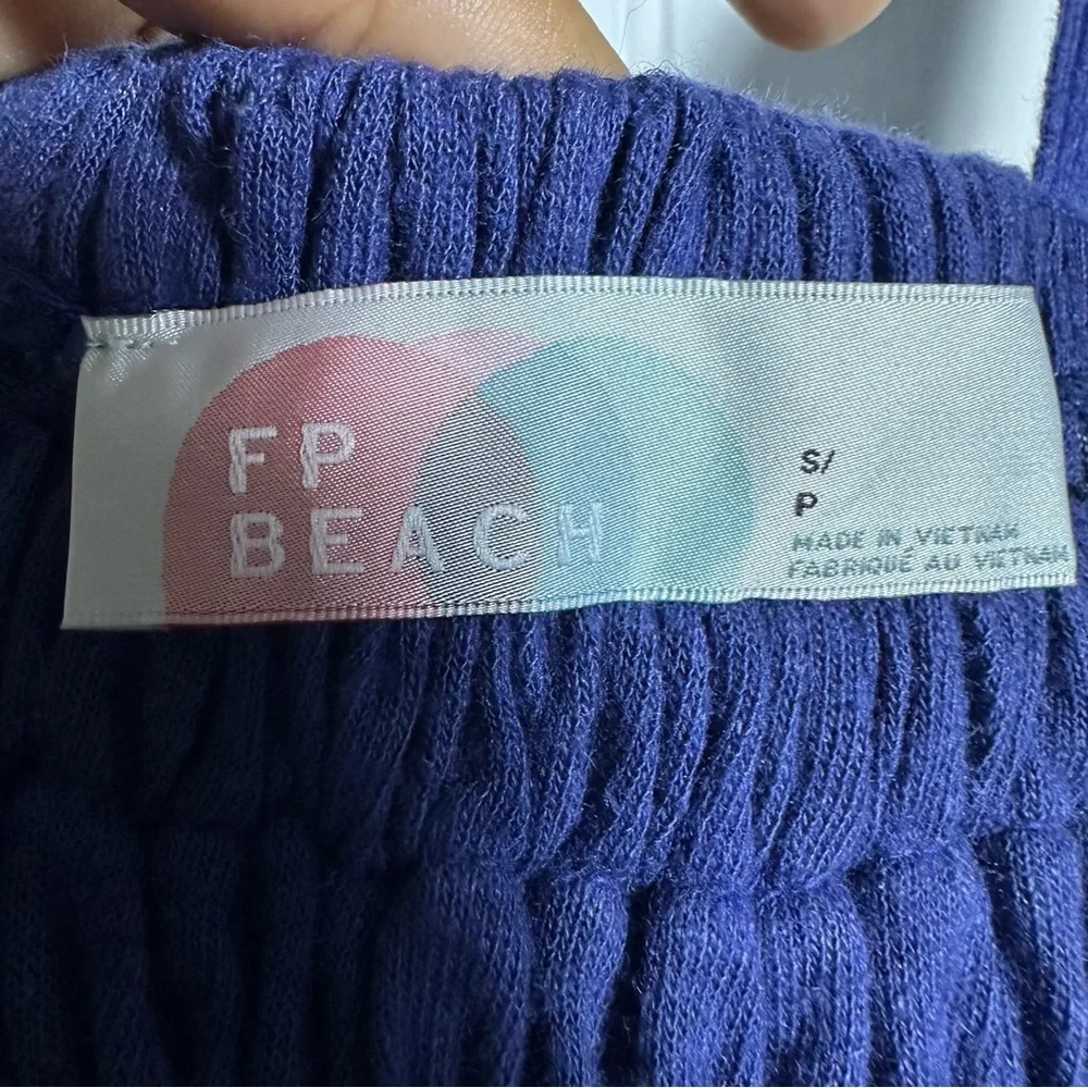 Free People Beach Smocked Wide Leg Jumpsuit "Beach Blue” Pockets Casual S NWOT - Picture 7 of 10